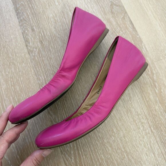 J CREW J. Crew CECE $125 Hot Pink Italy Leather Ballet Ballerina Flats Sz 6 5.5 - Picture 2 of 10